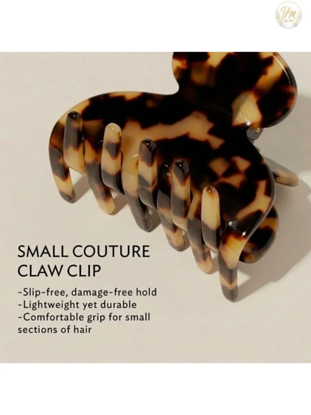 Handmade French Claw Clip for Fine Hair, Cellulose Acetate, Secure Hold